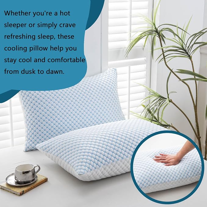 Cooling Pillows for Sleeping, Shredded Memory Foam Cooling Pillow for Hot - Image 4