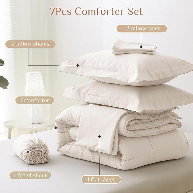 JOLLYVOGUE Oversized King Comforter Set, Ultra-Soft Bed in a Bag Oversized King - Image 5