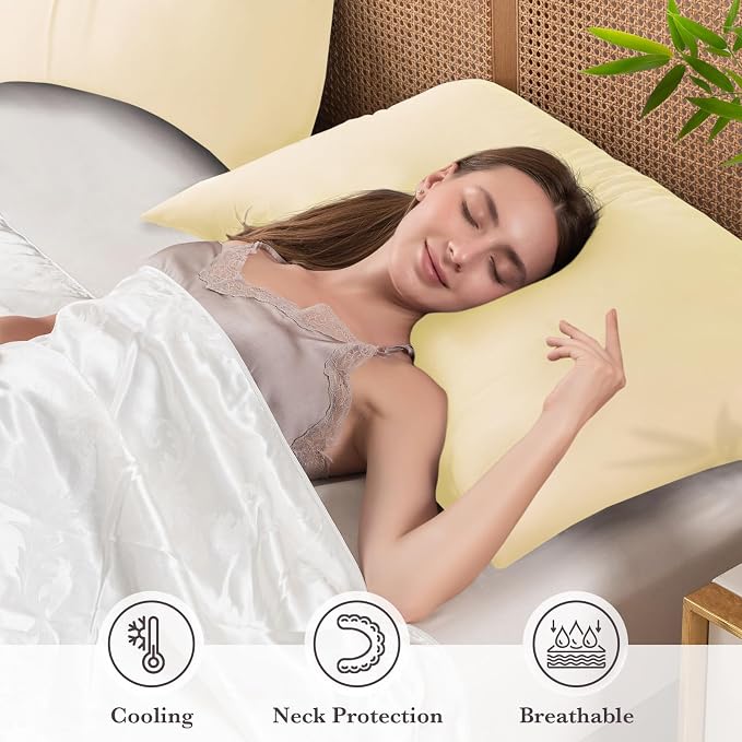 Curved Pillow Case Queen Size, Side Sleeper Pillow Cases Cover Cooling Rayon - Image 3
