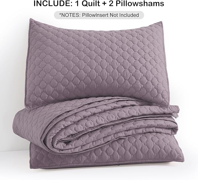HORIMOTE HOME Quilt Queen Size Grayish Purple, Lightweight Quilts - Image 7