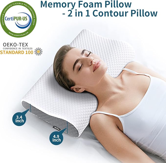 Neck Pillow Memory Foam for Pain Relief Bed Pillow for Sleeping, Ergonomic - Image 2