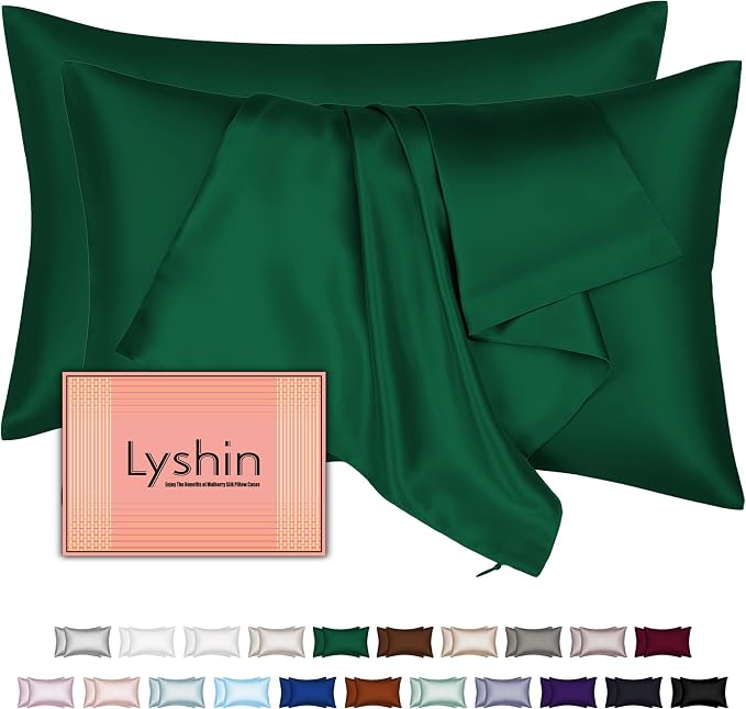 Silk Pillow Cases 2 Pack Standard Size by LYSHINSILKPILLOWCASES