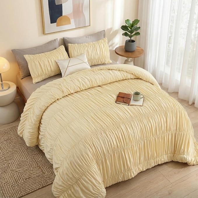 weigelia Cinched Comforter Set Full – Soft Girl Ruched Bedding Set, Apartment & - Image 7