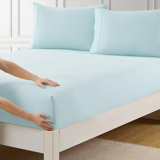 Twin Fitted Sheet Only with Full Elastic & Built in Corner Sheet Straps to by SweetHomeCollection
