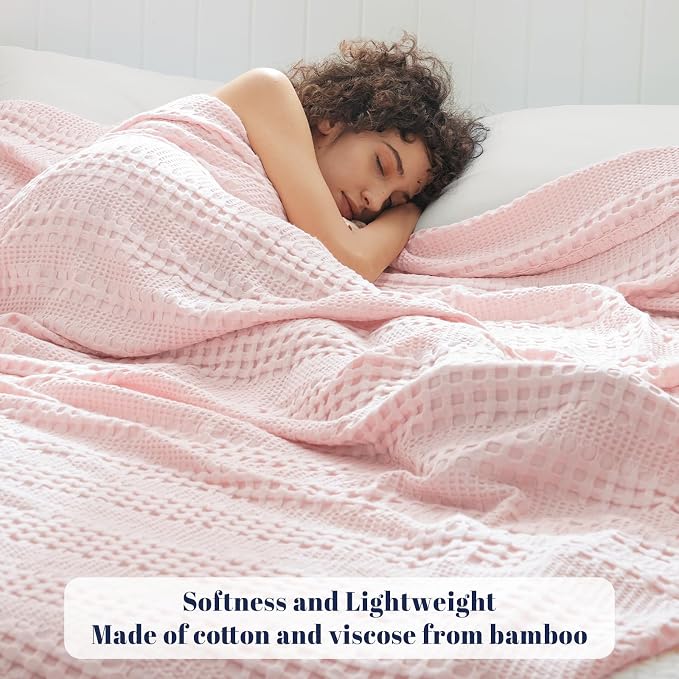 PHF Cooling Waffle Blanket King Size, Lightweight 60% Rayon from Bamboo & 40% - Image 2