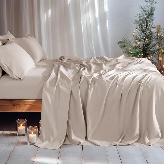 LBRO2M 100% Pure Linen Sheet Set Deep Pocket Up to 16" Bed Sheets Sets - Image 3
