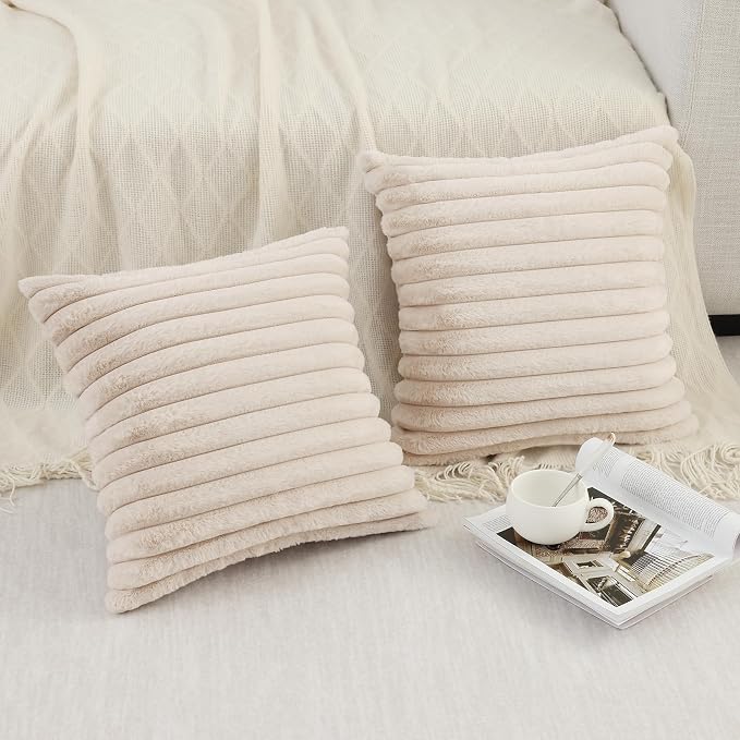 Pallene Faux Fur Plush Throw Pillow Covers 22x22 Set of 2, Luxury Soft Fluffy - Image 6