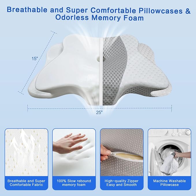 Pain Relief Cervical Pillow for Neck Support, Adjustable Ergonomic Pillow Cozy - Image 6