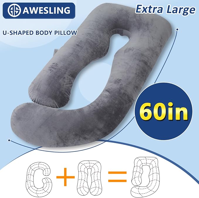 AS AWESLING Shredded Memory Foam Body Pillow, Pregnancy Pillows - Image 5