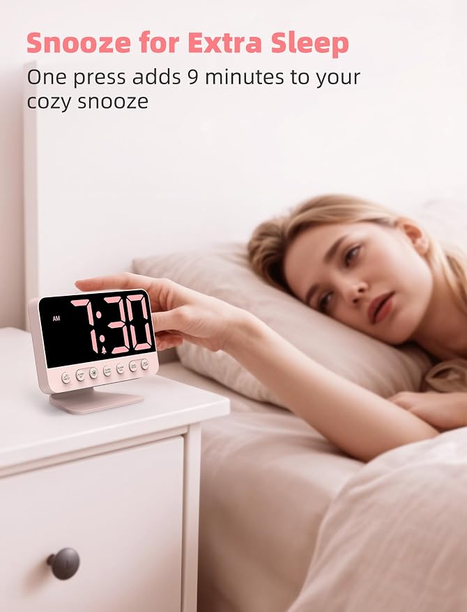 Odokee Digital Alarm Clocks for Bedrooms: Large Bold Number 5 Brightness Dimmer - Image 6