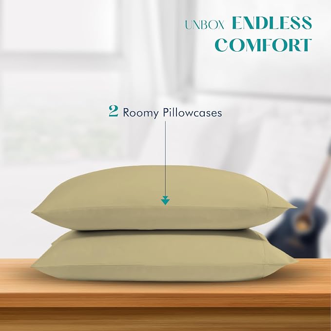 XOOX Linen 100% Egyptian Cotton King Pillow Cases Set of 2 - Image 3