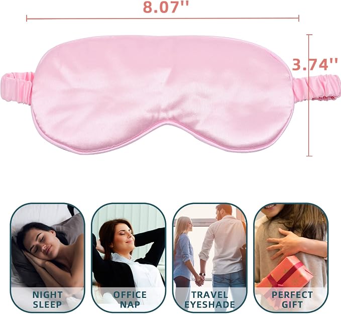 LERSVICVIL Sleep Mask 4 Pack Silk Eye Cover Soft Satin Blindfold Elastic Strap - Image 5