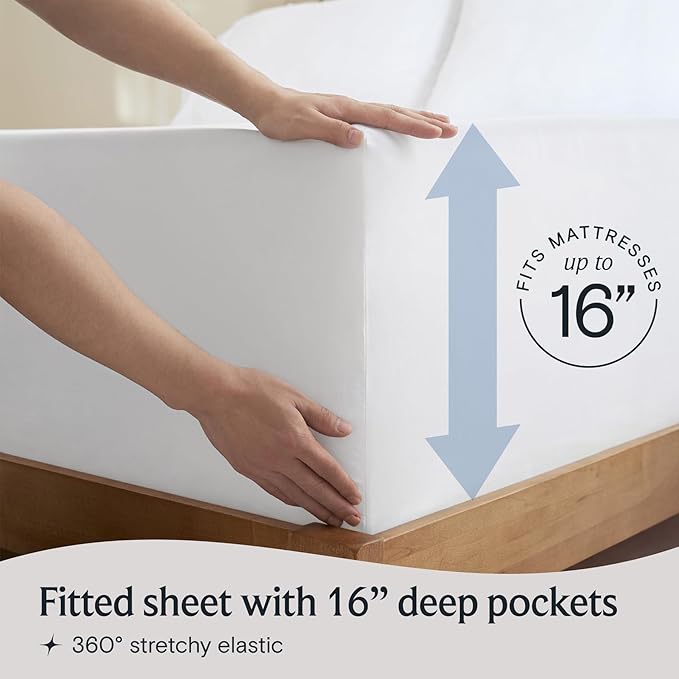 LuxClub Queen Sheet Set, Deep Pocket Cooling Bed Sheets, Soft Hotel Luxury - Image 6