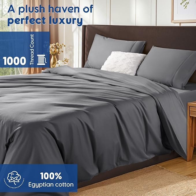 SONORO KATE 100% Egyptian Cotton Duvet Cover Queen Size, 1000 Thread Count - Image 2