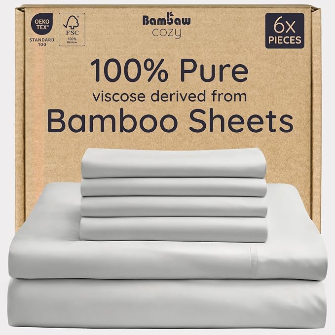Bambaw 100% Viscose Derived from Bamboo Queen Size 6 Piece Sheet Set by Bambaw