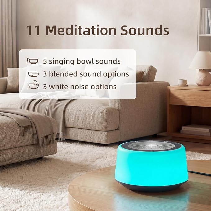 Kipcush Automatic Tibetan Singing Bowl Sound Machine, 11 Soothing Sound Therapy - Image 7