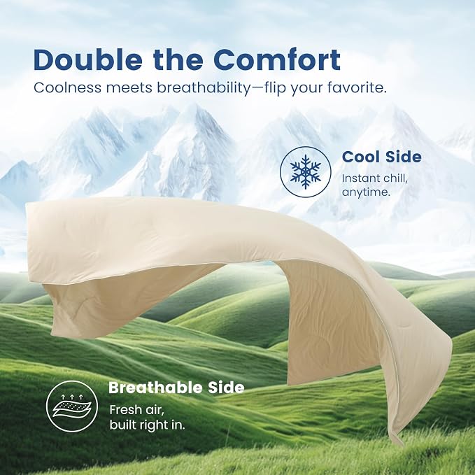 Cozy Bliss Cooling Comforter Twin Size, Reversible Lightweight Cooling Blankets - Image 9