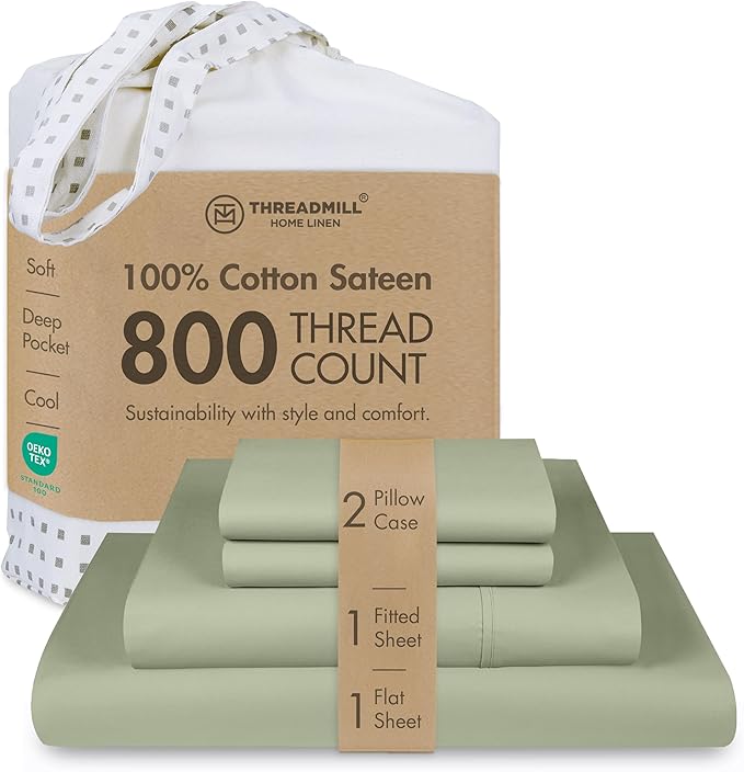 Threadmill Luxury 800 Thread Count Queen 100% Cotton Sheets by ThreadmillHomeLinen