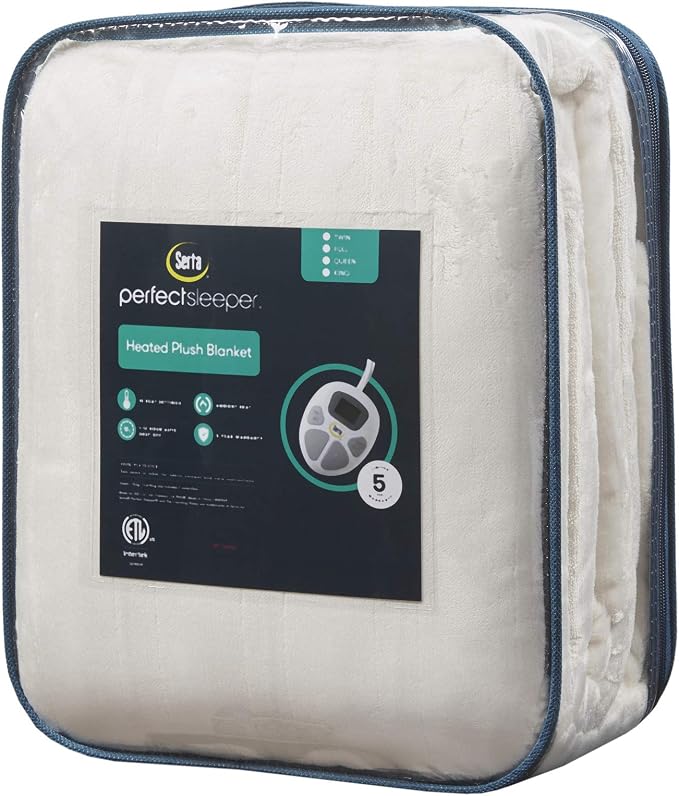 Serta Luxuriously Soft Plush Electric Blanket Fast Heating Cozy Cover, Safety - Image 7