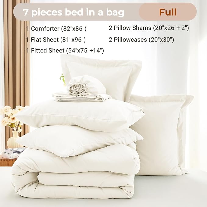 MUXHOMO 7 Pieces Full Comforter Set, Soft Bed in a Bag Full Size, All Season - Image 4