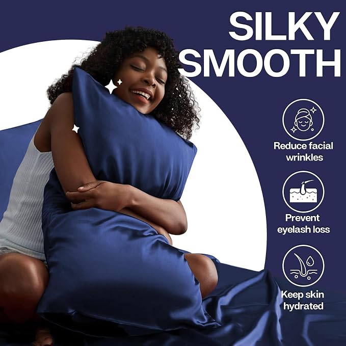 MR&HM Satin Pillowcase for Hair and Skin, Silk Satin Pillowcase 2 Pack - Image 4