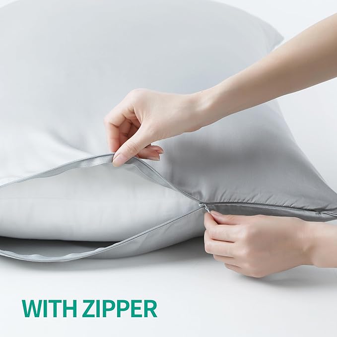 1 Pack Body Size Bamboo Viscose Zippered Pillow Case, 400 Thread Count Cooling - Image 6