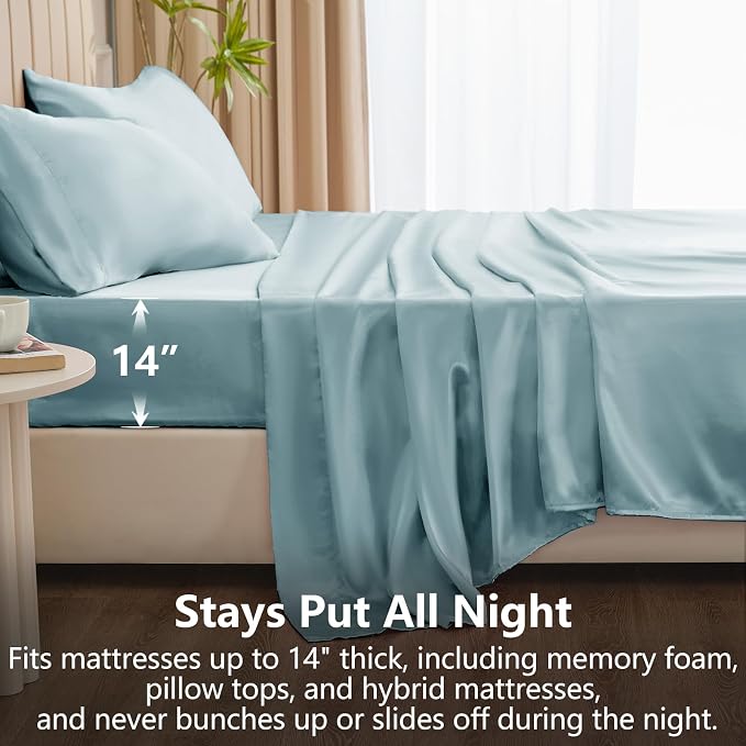CozyLux Satin Sheets Queen Size Bed Set - Image 4