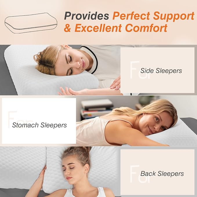 DUMOS Memory Foam Pillows for Sleeping 1 Pack, Bed Pillows for Adults - Image 6