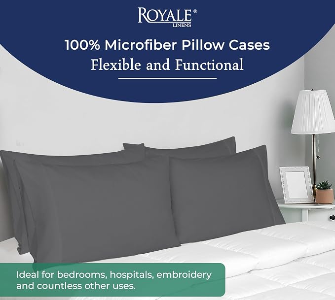 Royale Linens Grey Pillowcase Set of 12 - Image 5