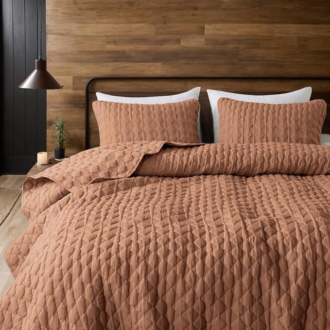 WDCOZY Burnt Orange Twin Quilt Size Bedding Sets - Image 8
