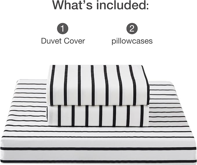 JELLYMONI 100% Natural Cotton 3pcs Striped Duvet Cover Sets, - Image 8