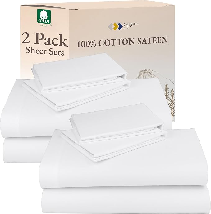 California Design Den 100% Cotton 2-Pack Sateen Sheets by CaliforniaDesignDen