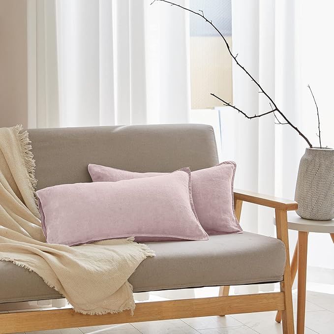 Simple&Opulence 100% Linen Lumbar Pillow Cover 12 x 20 Inches Set of 2 by SimpleOpulence