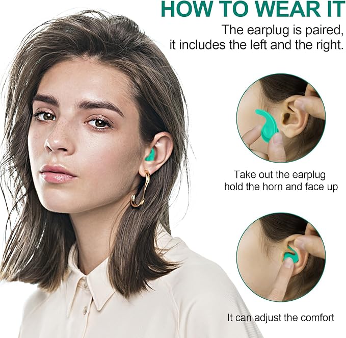 Swimming Ear Plugs for Adults, 3 Pairs Waterproof Reusable Silicone Swim - Image 4