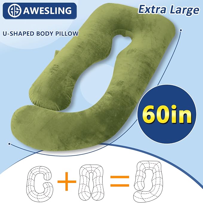 AS AWESLING Shredded Memory Foam Body Pillow, Pregnancy Pillows - Image 5
