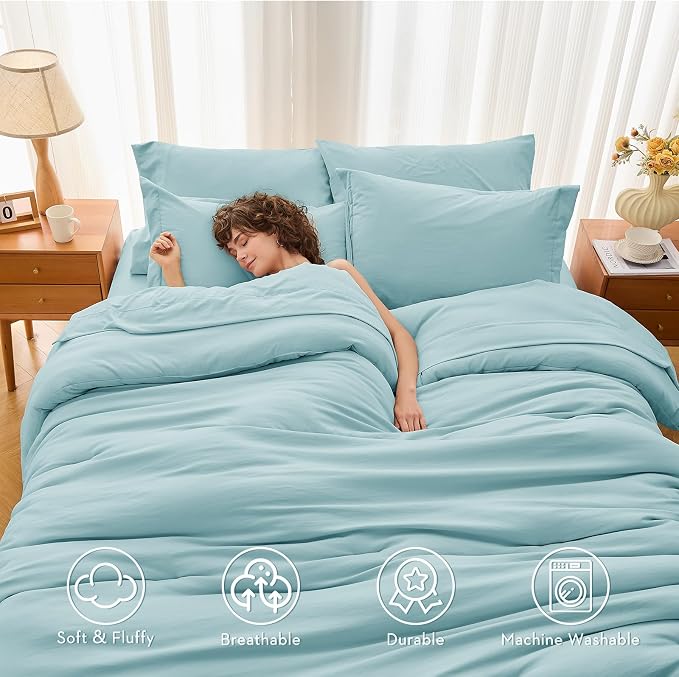 MUXHOMO 7 Pieces Full Comforter Set, Soft Bed in a Bag Full Size, All Season - Image 2