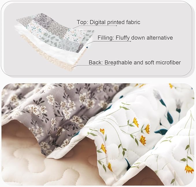 Whale Flotilla Patchwork Quilts Queen Size, Extra Soft Boho Floral Bedspreads - Image 7