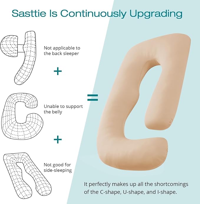 Sasttie Pregnancy Pillows for Sleeping, U Shaped Cooling Full Body Pillow - Image 4