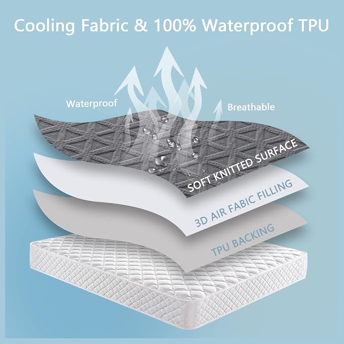 Premium Waterproof Mattress Protector Full Size, Breathable Bed Cover 3D Air - Image 6