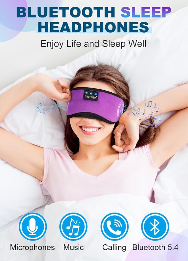 TOPOINT Sleep Mask with Headphones Bluetooth 5.4 Wireless, Sleep Headphone with - Image 3
