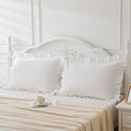 Shabby Off White Ruffle Pillow Shams Standard Size Set of 2, Washed Cotton by Qilunn