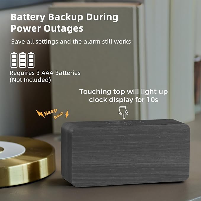 uscce Wooden Digital Alarm Clocks - Image 7