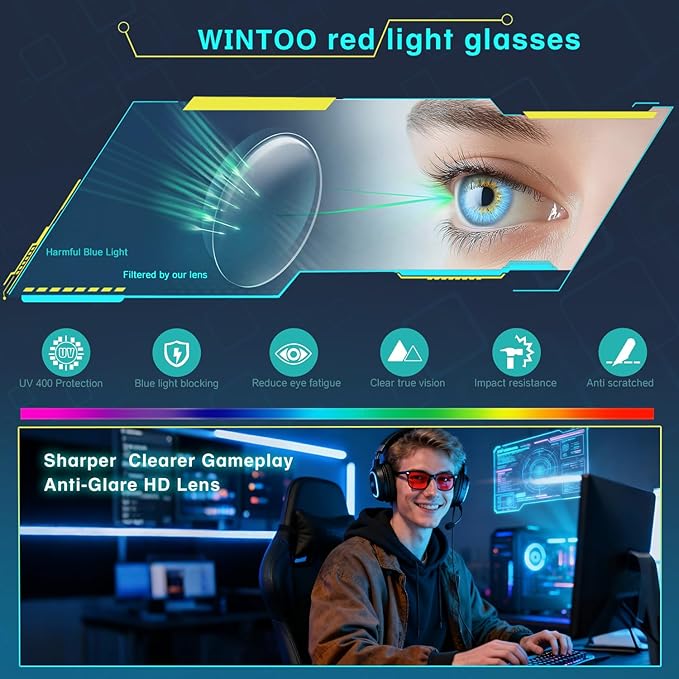 Red Lens Glasses Blue Light Glasses - Image 3