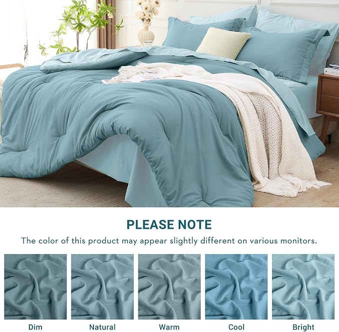 MUXHOMO 7 Pieces King Comforter Set, Soft Bed in a Bag King Size, All Season - Image 6