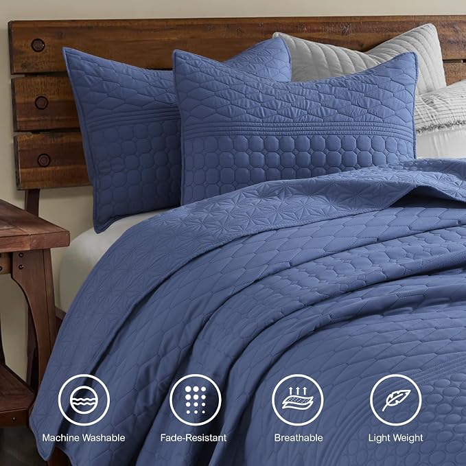 HORIMOTE HOME Denim Blue King Size Quilt Set - Image 2