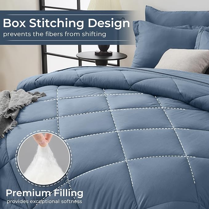 HEVUMYI Dusty Blue Twin-XL Comforter Set - Image 4