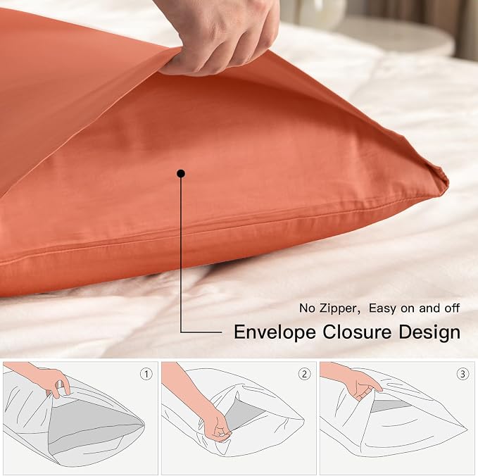 100% Cotton King Pillowcases Set of 2, Deep Dream 600 Thread Count Pillow Cases - Image 3