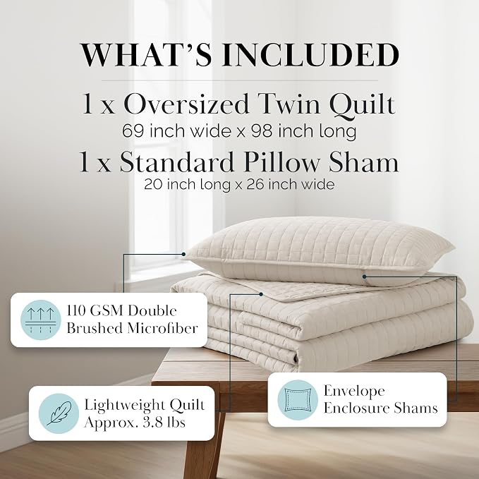Southshore Fine Living, Inc. Twin Quilt Bedding Set, Microfiber Quilt Comforter - Image 2