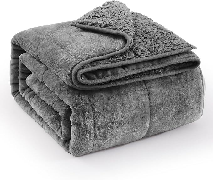Super Fuzzy Soft Sherpa Fleece Weighted Blanket, 15 lbs Dual Sided Fluffy Heavy by EazfyPro