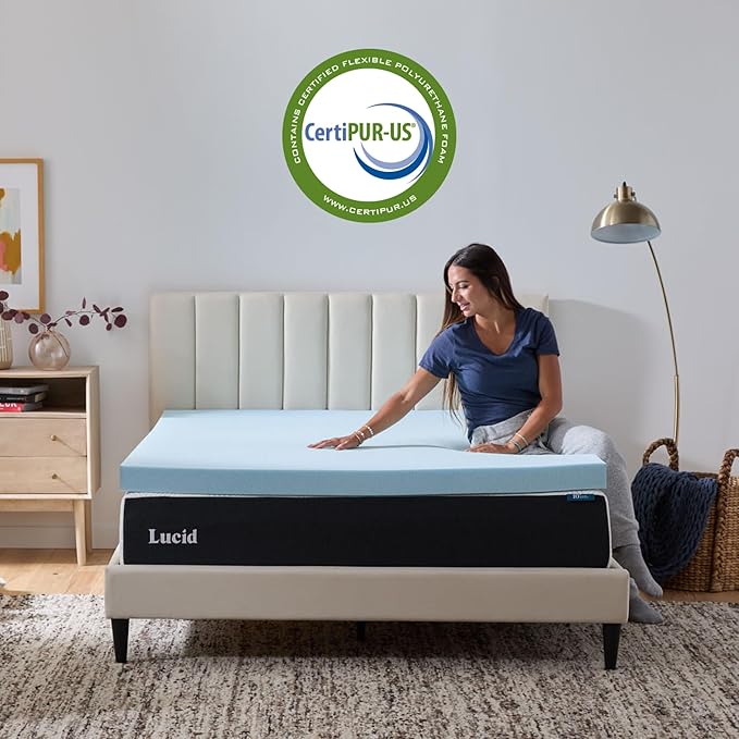 Lucid 3 Inch Memory Foam Mattress Topper, King Size – Cooling Gel Bed Topper – - Image 4